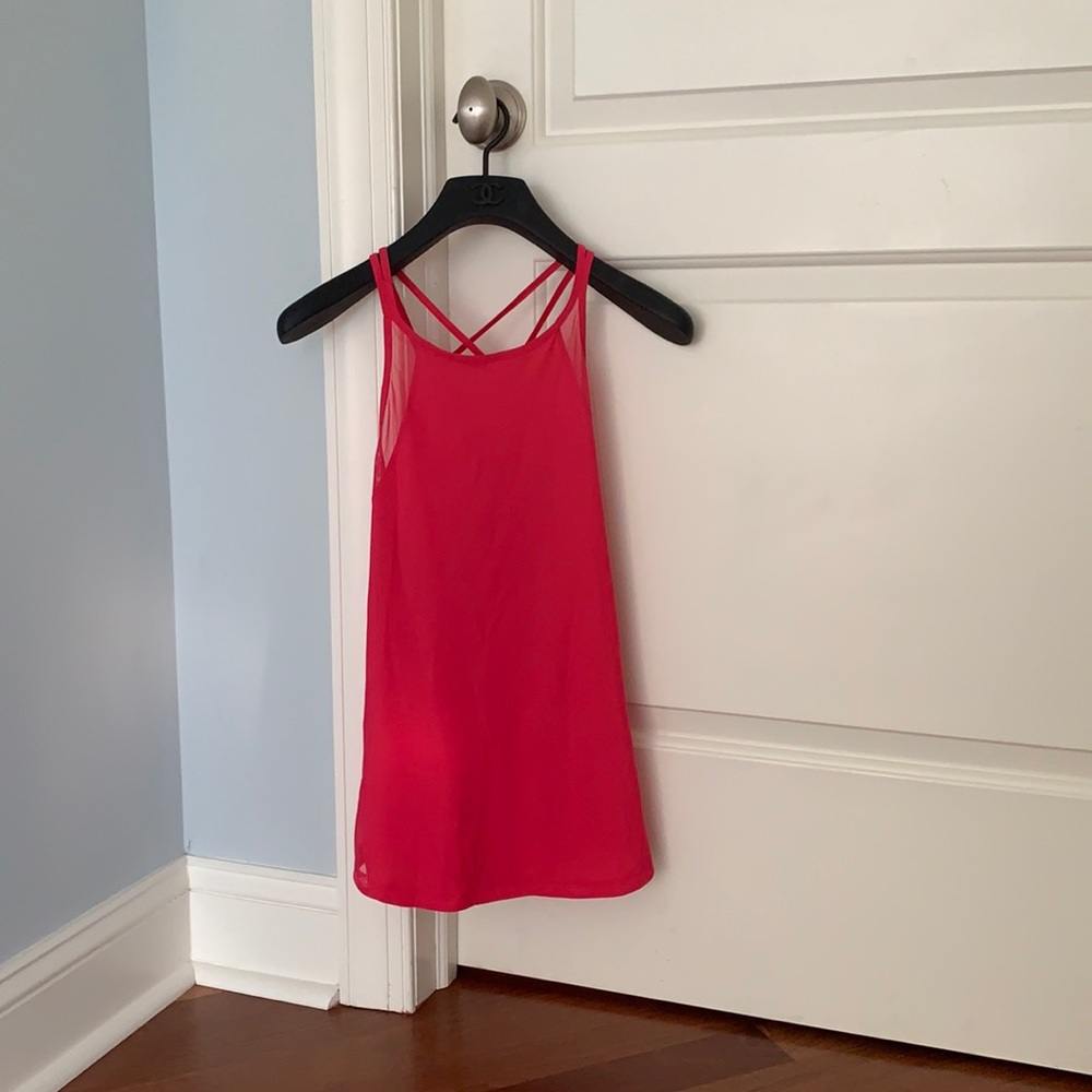 Lululemon Back cross hot pink workout shirt size 8